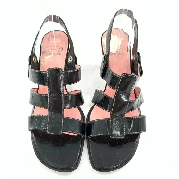 Joan and David heels size 6.5 black leather vintage 80s 90s tortoise embrossed - Picture 2 of 13